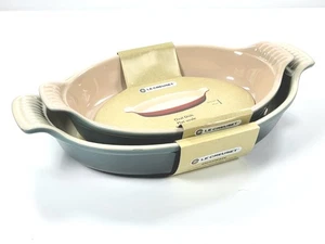 Le Creuset Stoneware Heritage Au Gratin Oval Bake Dish Set of 2 color ~ OCEAN - Picture 1 of 13