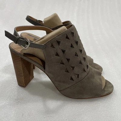 Tahari Marvel Taupe Chicory Slingback Open Toe Chunky Heels  Size 9.5 EUC - Image 1 of 4