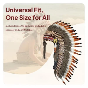 Indian Native Chief Headdress Adults Theme Party Handcrafted Dance Show Headband - Picture 1 of 7
