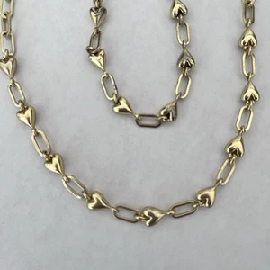 Lucky Brand Gold Paper Clip Heart Necklace Bracelet Set - Picture 1 of 4
