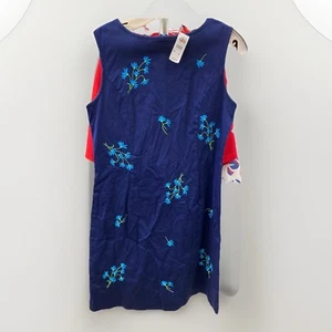 NWT Talbots Kids Girl’s Size 16 Navy Embroidered Preppy Jumper Dress Stretch - Picture 1 of 6