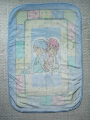 Vtg Precious Moments Baby Blanket Boy Girl Pastel Patchwork Plush Fleece Nemcor Foto 1 de 4