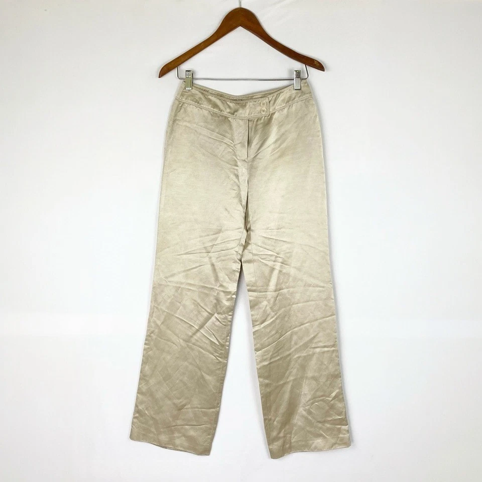 Pantalones de Colección Jean Paul Gaultier Satén Pierna Ancha Tiro Medio Crema Botón Foto 1 de 4