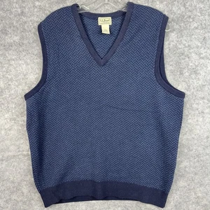 LL Bean Suéter Chaleco Para Hombres Pequeño Azul Lana Espiga Pullover Clásico Tejido - Imagen 1 de 8