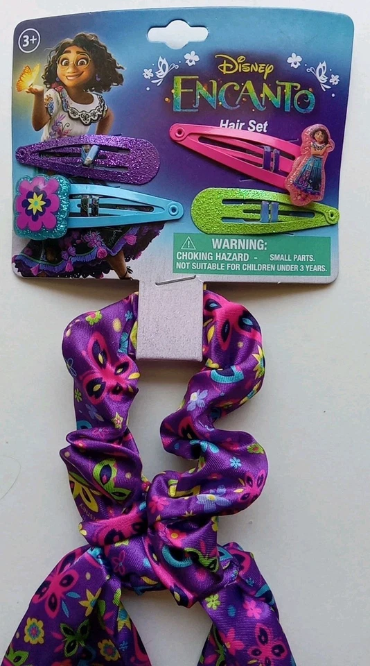 Girls' Disney Encanto Scrunchie and Barrette Hair Clip Set