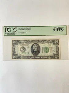 1934 A $20 Dollar Federal Reserve Note Illinois PCGS 64 PPQ  - Picture 1 of 2