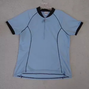 Vintage Trek Cycling Jersey Women's Large Blue Ringer 3 Pocket USA Made - Picture 1 of 7