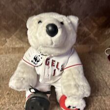 Vintage 2004 Build A Bear WWF Anaheim Angels Baseball Polar Bear Plush 14” 