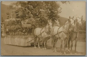 RPPC Postcard Man standing on a Horse Drawn Parade Float celebration Unposted - Picture 1 of 5