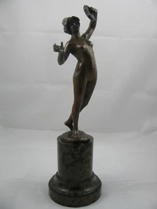 Antike Jugendstil Victor Seifert Bronze Skulptur Akt tanzende Frau - Bild 1 von 12