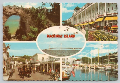 Postcard Mackinac Island Michigan Multi View 1978 Continental 4x6 Vtg - Image 1 of 2