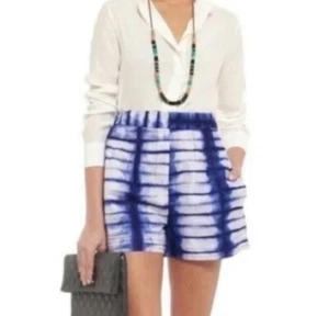 TORY BURCH Isadora Blue White Cotton Tie-Dye Shorts Size 2 Worn Twice Lined - Picture 1 of 9