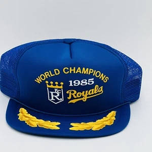 Vintage Kansas City Royals NOS Commander Hat Cap Trucker Blue Gold 80s KC 1985 - Bild 1 von 7