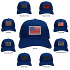 USA American Flag Logo Embroidered Iron On Patch Snap Back Cap - ROYAL