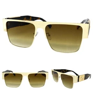 Mens CLASSIC Retro Hip Hop Rapper Pimp Style SUN GLASSES Large Square Gold Frame - Picture 1 of 6