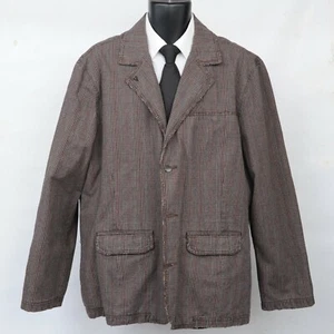 Abrigo deportivo PacSun Burning Rebel marrón a cuadros algodón para hombre XL calaveras Rockabilly - Imagen 1 de 9