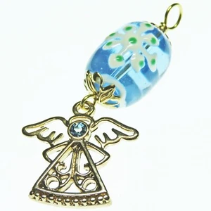 Colgante de Navidad Darling Blue Glass Snow Bead y Golden Angel de SoniaMcD - Imagen 1 de 9