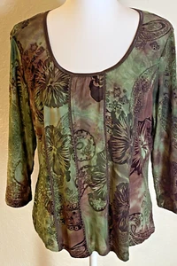 Vintage Dress Barn Women's Velvet Burnout Corset Style Top Size XL Green Y2K - Picture 1 of 8