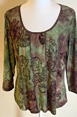 Vintage Dress Barn Women's Velvet Burnout Corset Style Top Size XL Green Y2K - Image 1 of 4