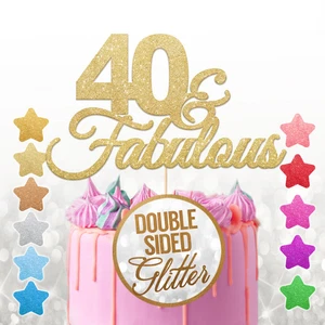 Personalised 40 & Fabulous Cake Topper Custom Any Age Cake Decoration 45 50 60