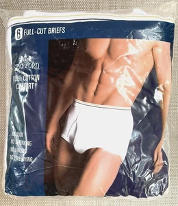 Vintage STAFFORD 6 Pack Full Cut Briefs Size 42 Comfort White 100% Cotton CANADA - Picture 1 of 11