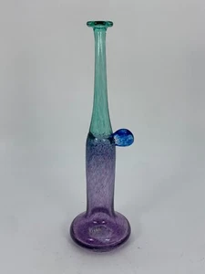 VTG Kosta Boda Artist Signed B. Vallien Purple Blue Bud Vase Windpipe - Picture 1 of 14