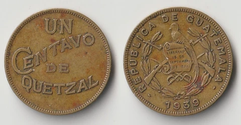 1939 Guatemala 1 centavo coin Cover