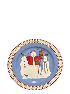 12.5”  Round Sakura Debbie Mumm Snowman Platter / Serving Plate - Picture 1 of 5