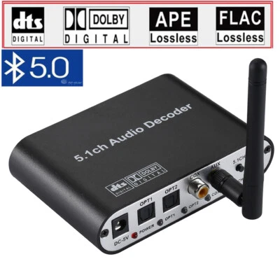 5.1CH Digital Audio Decoder DAC DTS Dolby with Bluetooth 5.0 Optical Coaxial AUX - Bild 1 von 4