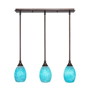 Toltec 3 Light Mini Pendant, Bronze, 5" Turquoise Fusion Glass - 25-BRZ-5055 - Picture 1 of 1