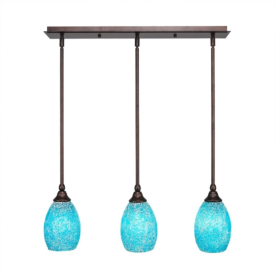Toltec 3 Light Mini Pendant, Bronze, 5" Turquoise Fusion Glass - 25-BRZ-5055 - Image 1 of 1