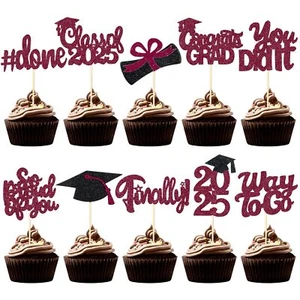 100 Pcs Graduation Cupcake Toppers Congrats Grad Class of 2025 Graduation Cup... - Picture 1 of 7