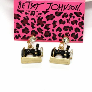 Nuevo Esmalte Negro Precioso Vintage Sastre Cristal Niña Moda Regalo Soporte Pendiente - Imagen 1 de 2