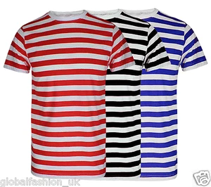 Boys Red And White Stripe Tshirt Black Blue Stripe Top T Shirt Fancy Lot - Picture 1 of 4
