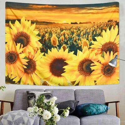 Sunflower Field Bright Yellow Flowers Floral Wall Art background Backdrop Accent - Image 1 of 4
