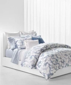NEW! Ralph Lauren Eva Botanical Duvet Set 3 Pc. Queen Cream/Blue $420 - Picture 1 of 5