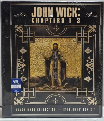 John Wick Chapters 1-3 Stash Book Steelbook Box Set - New - 4K UHD, Blu-Ray - Image 1 of 4