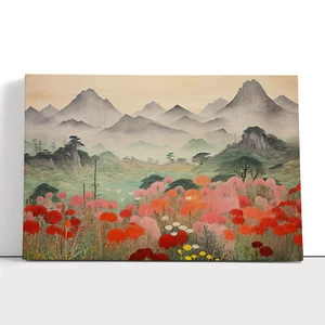Japanese Mountains Colour Field Canvas Print Wall Art Framed Poster Picture - Picture 1 of 4