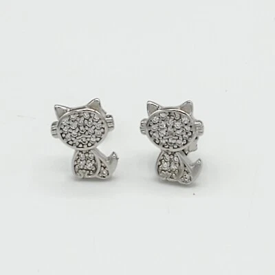 Pendientes pequeños de plata esterlina 925 maciza real circonita cúbica elefante perro gato búho niñas Foto 1 de 3