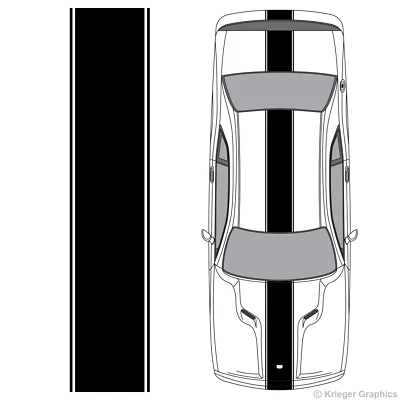 Center Racing Stripe 3M Vinyl Decal Kit for Dodge Challenger - Image 1 of 4