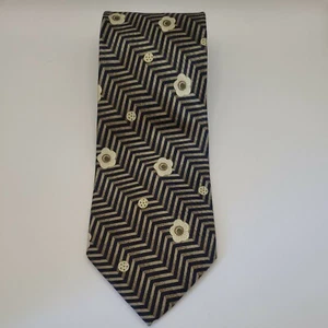 Men's BUGATCHI UOMO Tie 100% Silk Made in Italy Circles Stripes Floral 4" X 59" - Picture 1 of 7