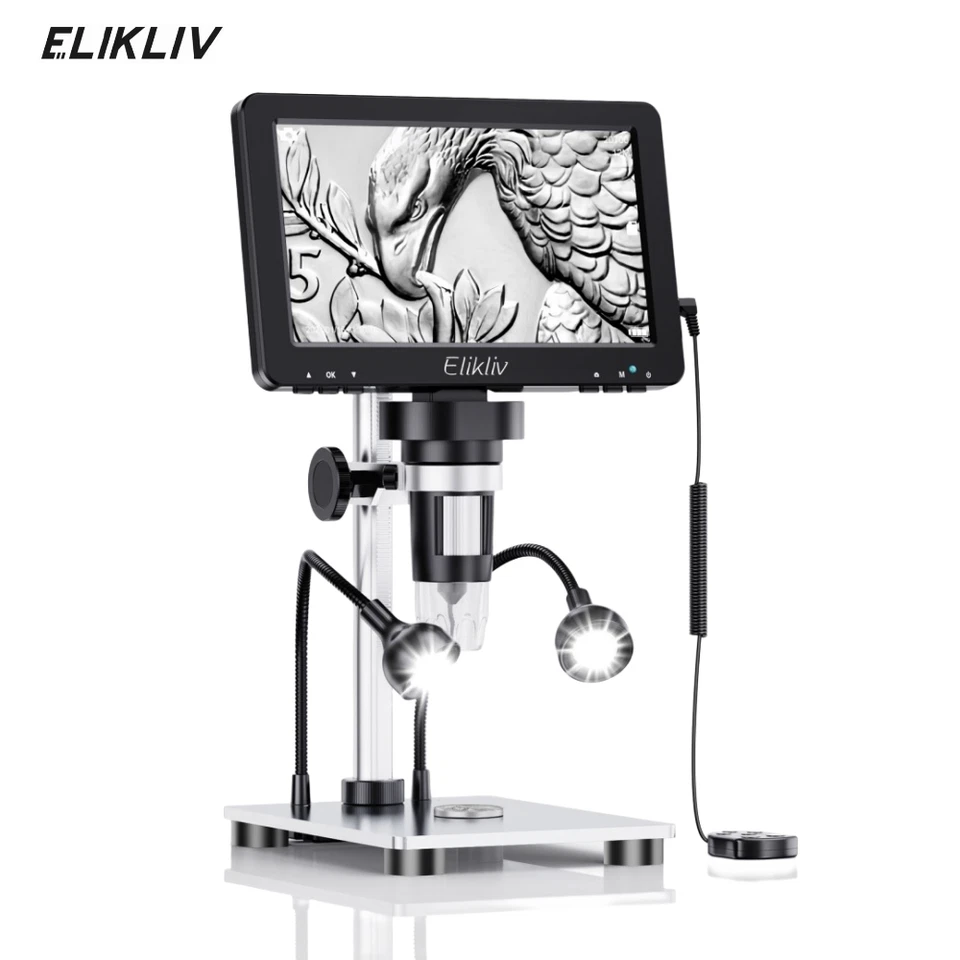 Elikliv 7" IPS Digital Microscope 1200X 12MP Insect Stamp Coin Magnifier EDM9 - Image 1 of 4