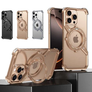 Funda resistente con soporte de anillo de metal con diseño de brújula para iPhone 16e/16 Pro Max/15/14 - Imagen 1 de 15
