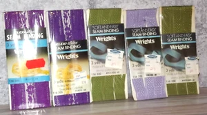 5 Vintage Wrights Flexi-Lace Seam Binding Purple Green Sewing  NOS 61324 B1 - Picture 1 of 1