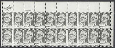 1874 MNH Plate Block of 20, 15-cent stamps honoring Everett Dirksen, Politician - Image 1 of 2