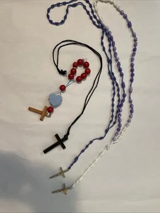 4 Rosaries Catholic Religion Vintage Religious Lot Purple, Blue, Black - Picture 1 of 15