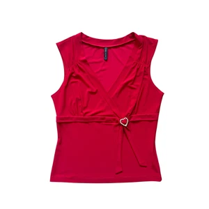 Vintage Y2K Star City Babydoll Oberteil rot Slinky Strass romantisch feminin Cocktail - Bild 1 von 7