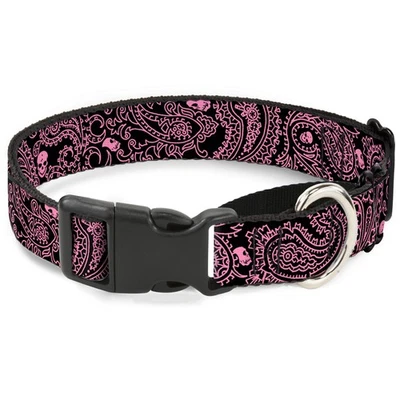 Plastic Martingale Collar Bandana/Skulls Black/Pink Small 9-15 (Importación USA) - Imagen 1 de 2