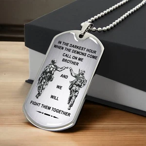 To My Brother Etiqueta de Perro Militar Collar Cadena Regalo para Veteranos Para Hermanos Demonios - Imagen 1 de 10