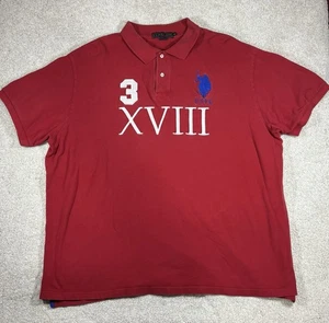 Polo vintage 4XL Ralph Lauren rouge grand poney taille L #3 manches courtes - Photo 1/7